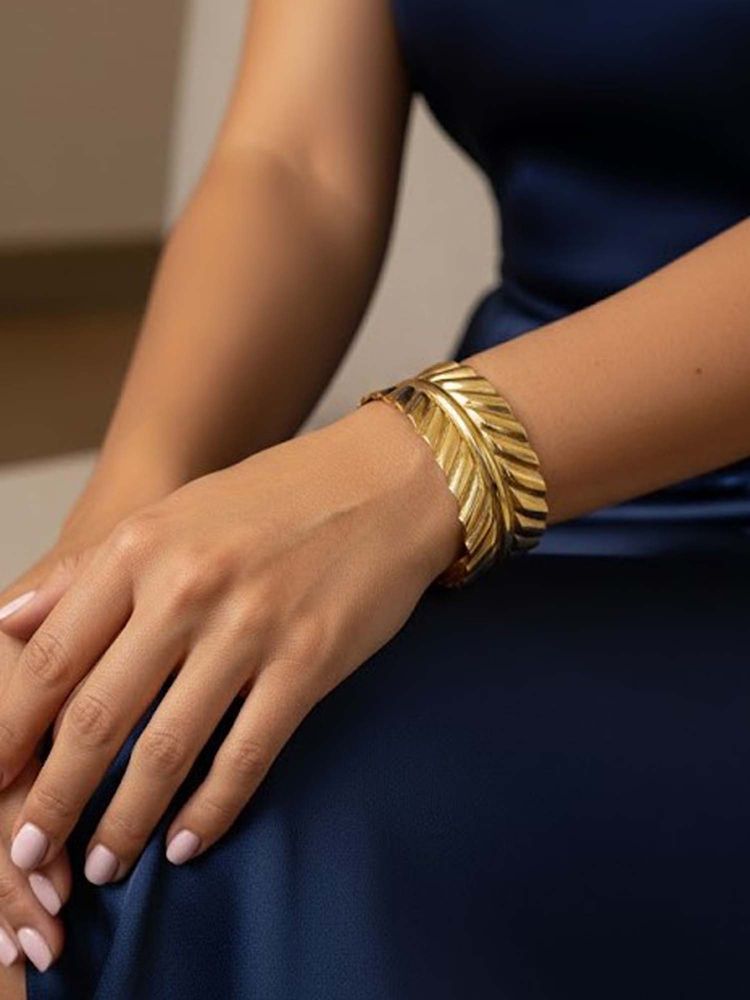 Vogue Panash Gold Brass Statement Bracelet-picture-25