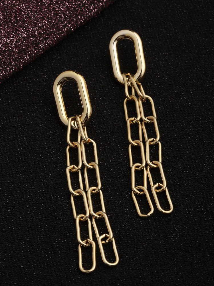 Vogue Panash Gold Brass Contemporary Pair Of Earrings-picture-4