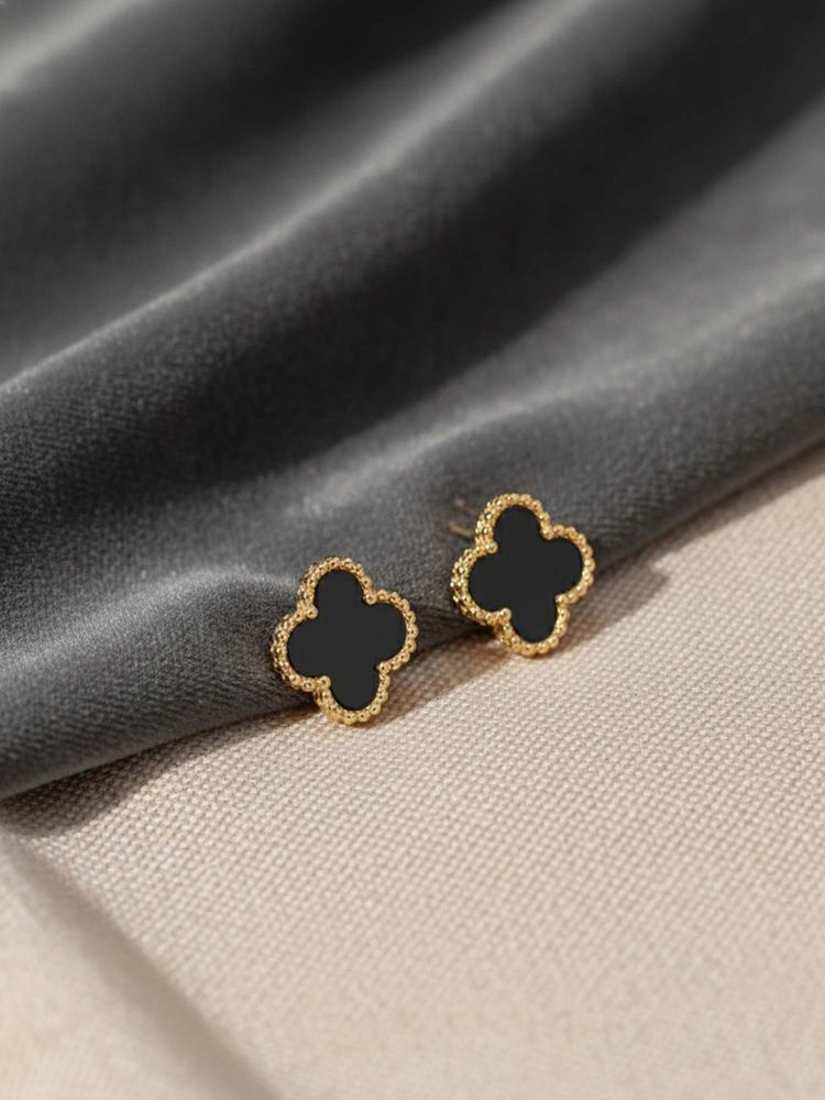 Vogue Panash Black Brass Contemporary Pair Of Earrings-picture-20