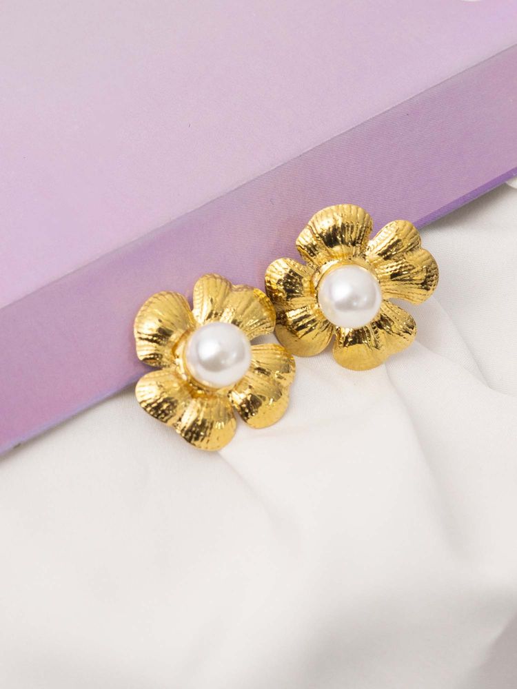 Vogue Panash White Brass Pearl Pair Of Earrings-picture-22