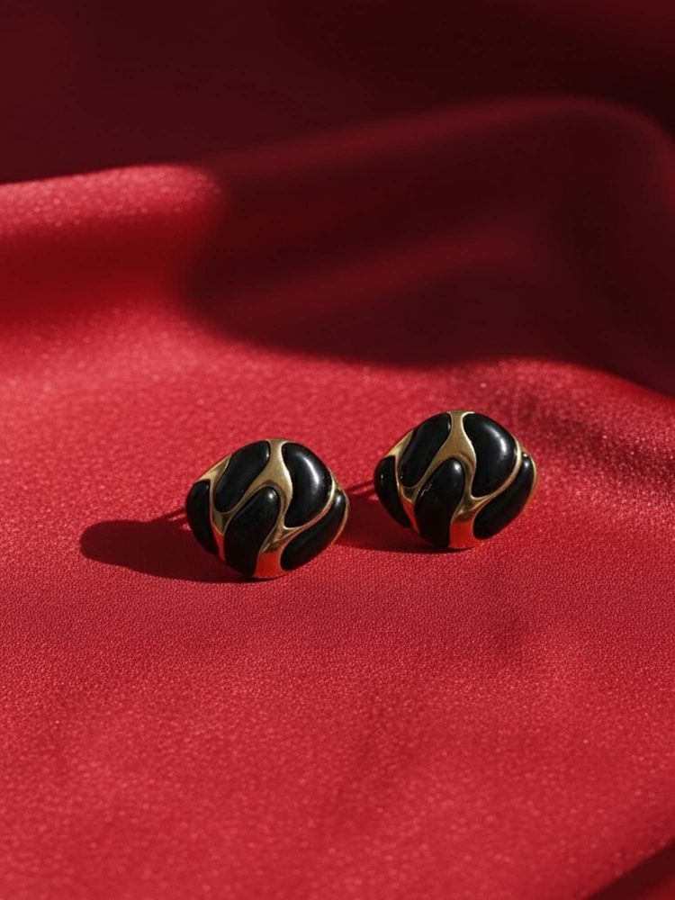 Vogue Panash Black Brass Statement Pair Of Earrings-picture-10