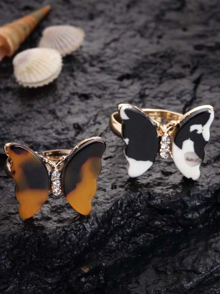 Vogue Panash White Brass Stones Rings (Pack of 2)-picture-16