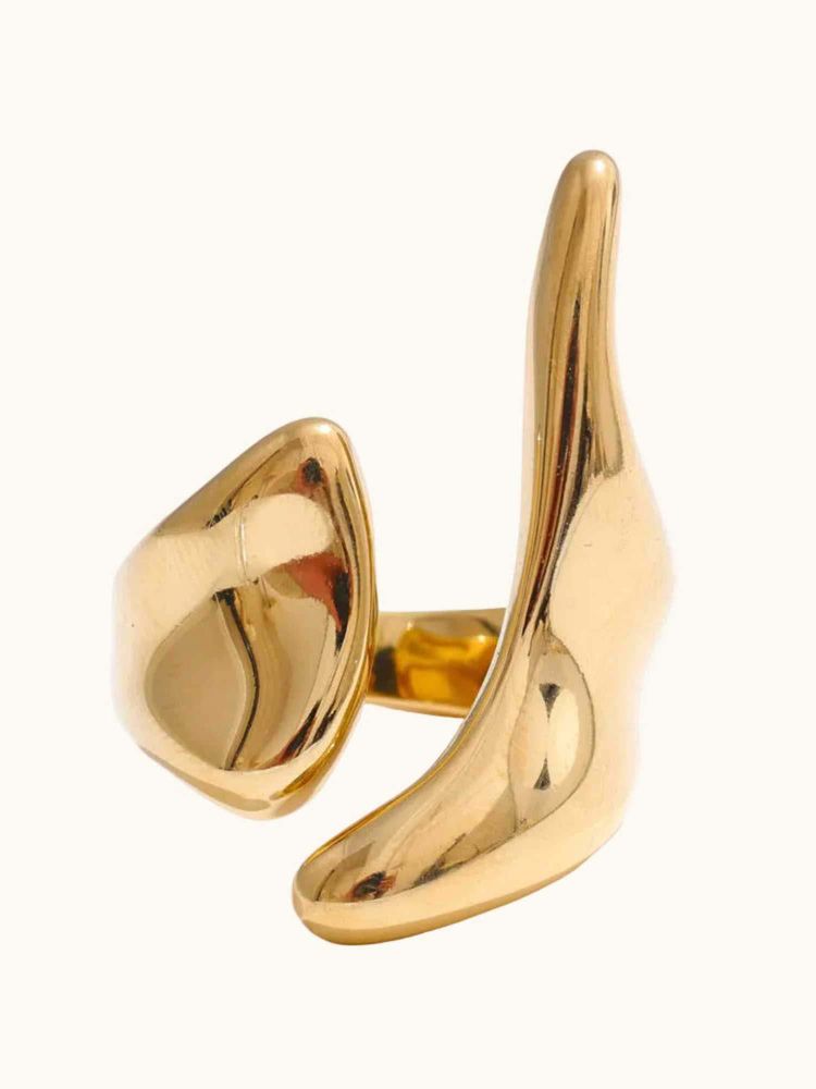 ZAISHA Gold Stainless Steel Statement Ring-image-19