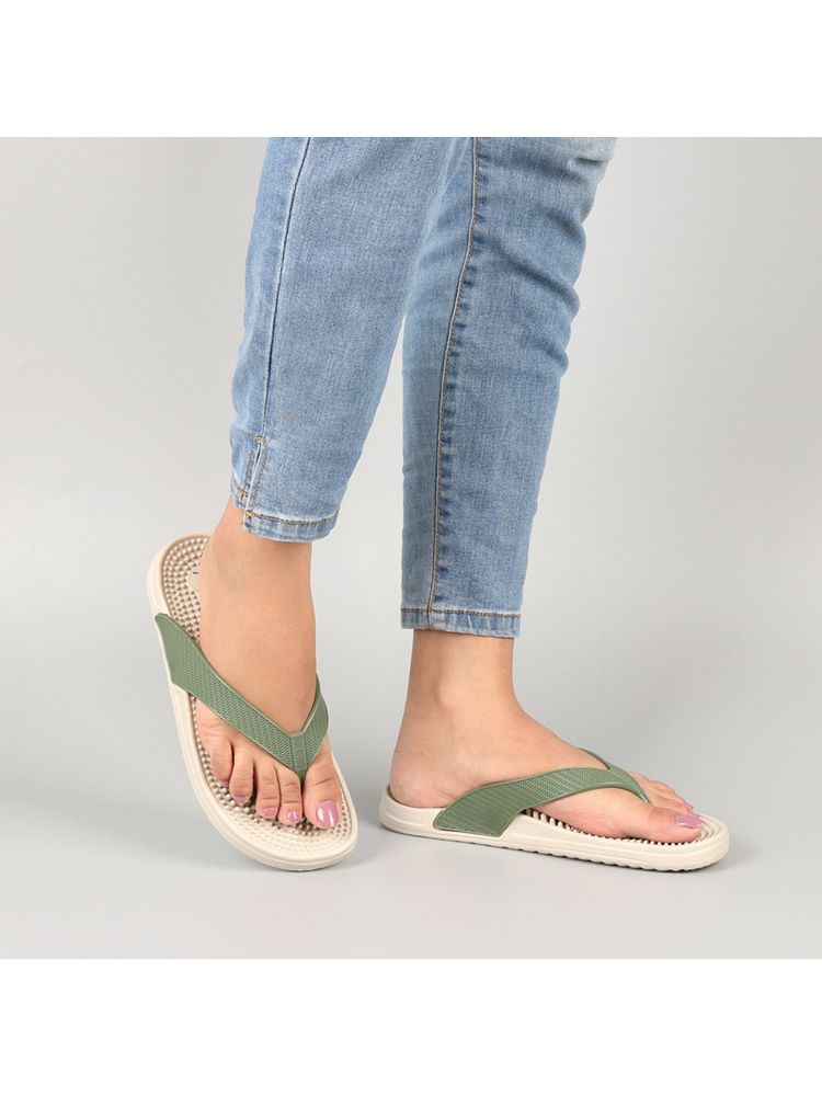 Indifeet Olive Green Comfortable Acupressure Flipflops-picture-28