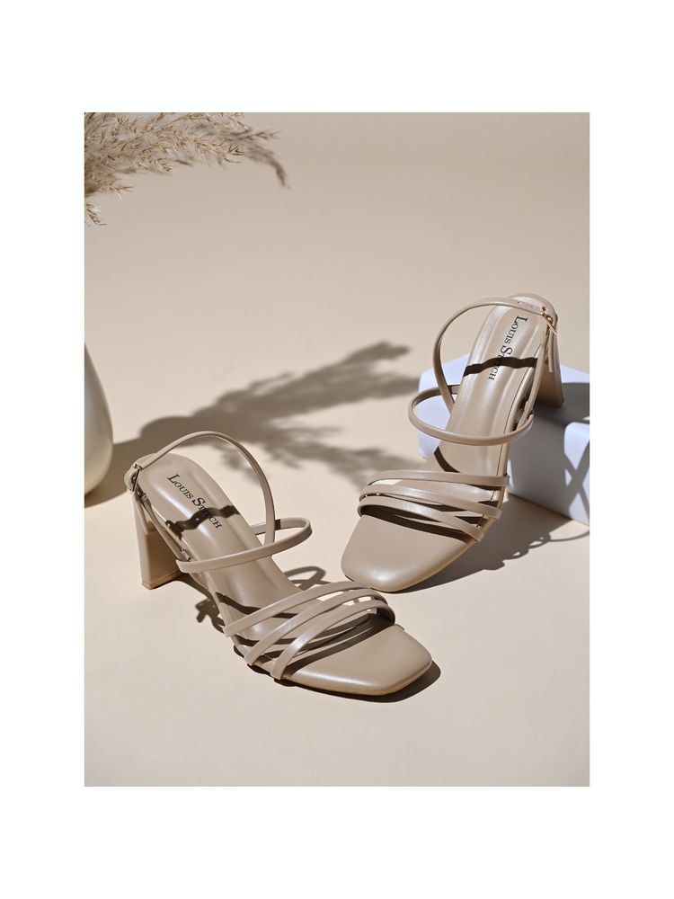 Louis Stitch Women Beige Block Heels-image-42