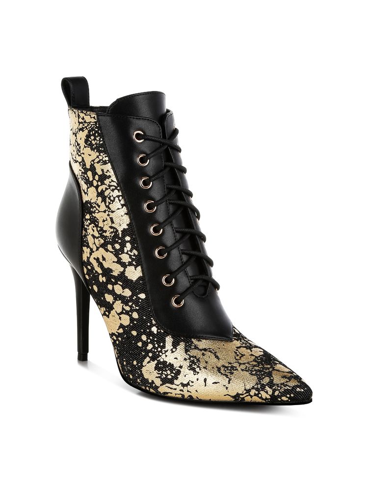 London Rag Black Abstract Pattern Lace-Up Ankle Casual Boots-image-44