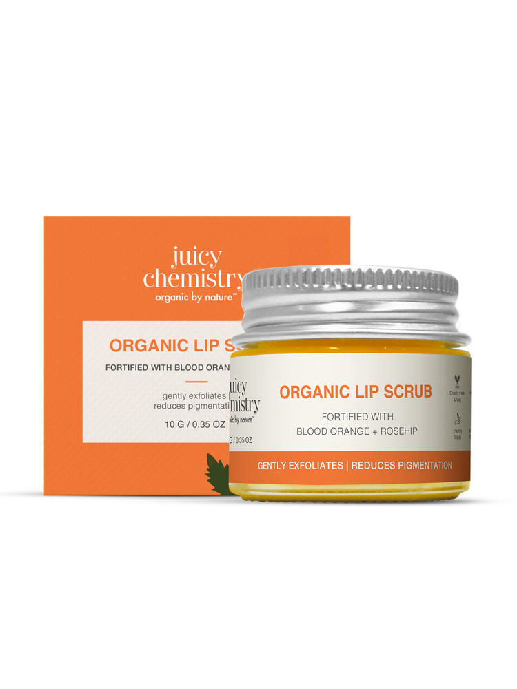 Juicy Chemistry Blood Orange & Rosehip Organic Lip Scrub - For Pigmented Lips