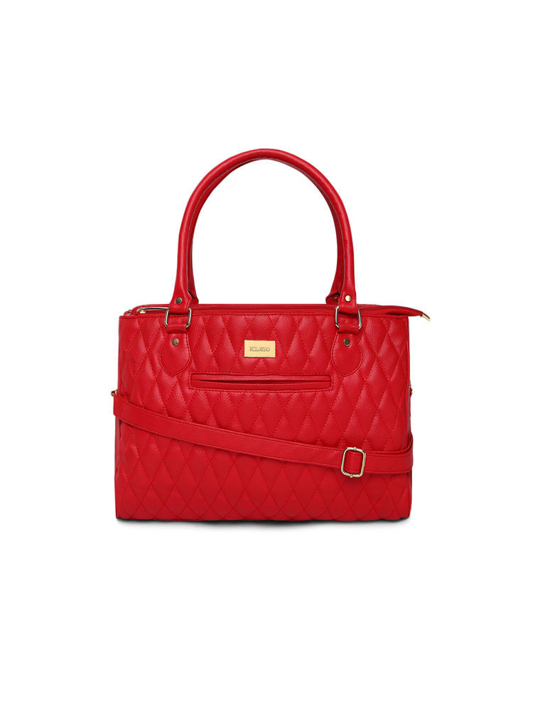 KLEIO Large Multi Utility Compartments Quilted Work Red Laptop Bag (HO9004KL-RE)-image-3