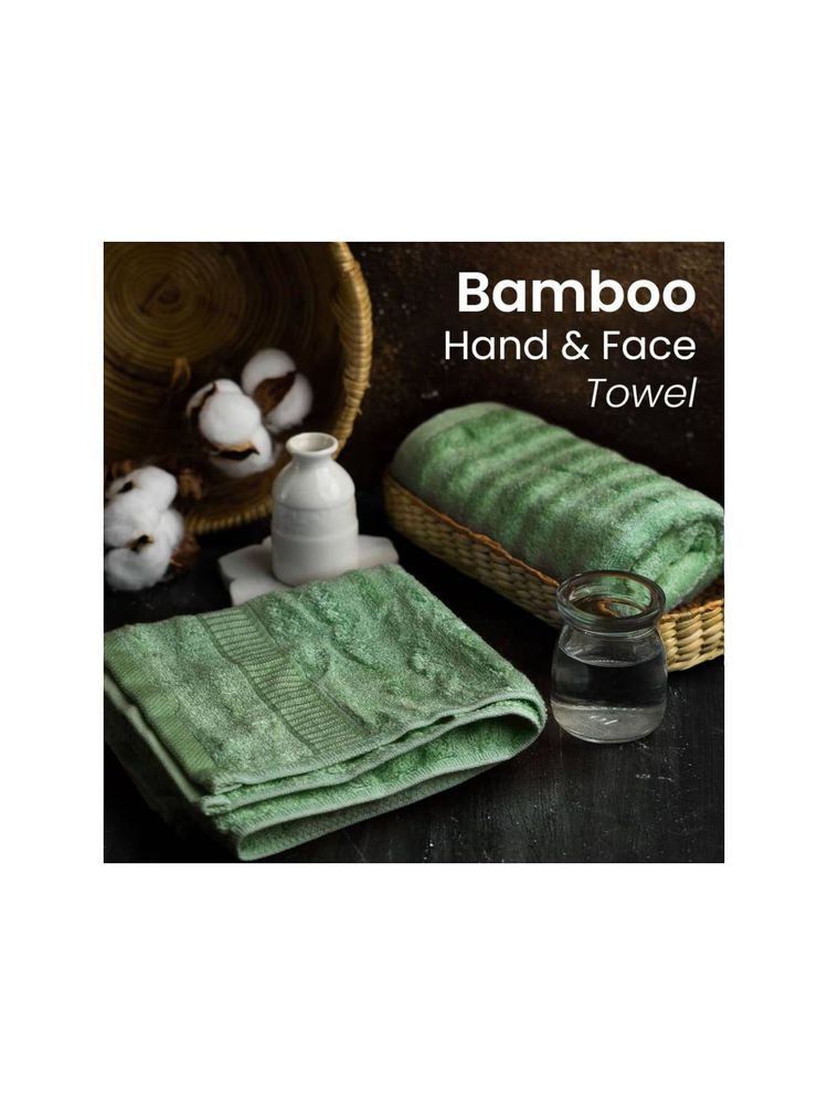 Mush Bamboo 550 GSM Hand & Face Towel Green ( Set of 3)