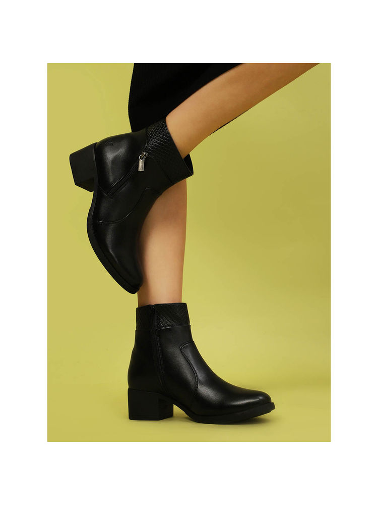 Yoho Brown Slays Ankle Boots with Textured Cuff and Block Heel for Women-picture-44