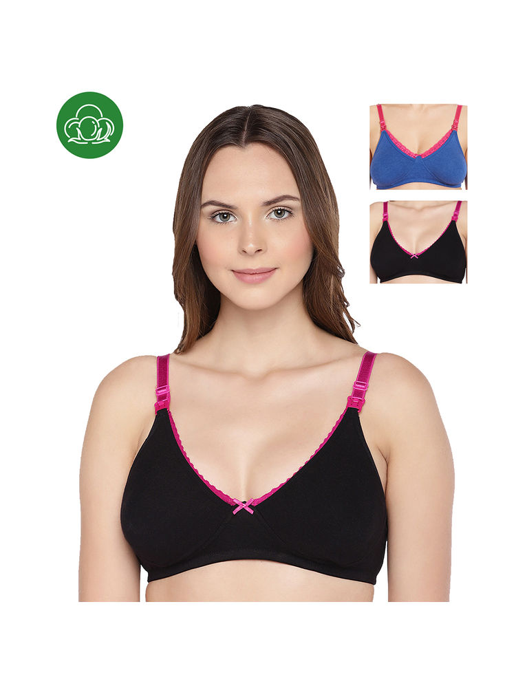Inner Sense Organic Cotton Antimicrobial Laced Nursing Bra Pack of 3 - Multi-Color-picture-6