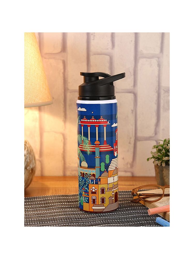 PENTADECO Double Cap Sports Water Bottle with Beautiful Monuments Printed 750Ml-image-40