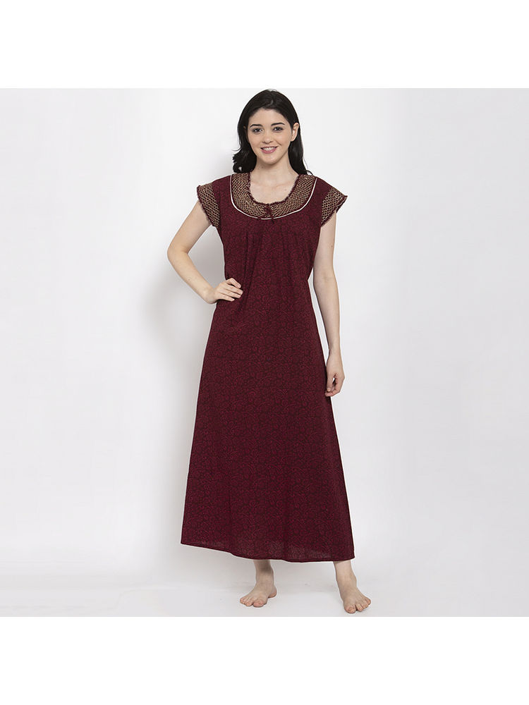 Secret Wish Women's Brown Printed Cotton Nighty (Free Size)-picture-28
