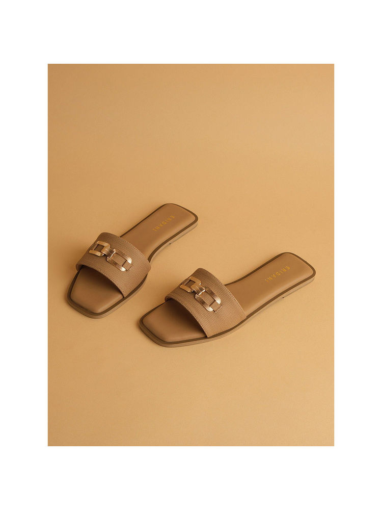 Eridani Ava Beige Embellished Flats-image-30