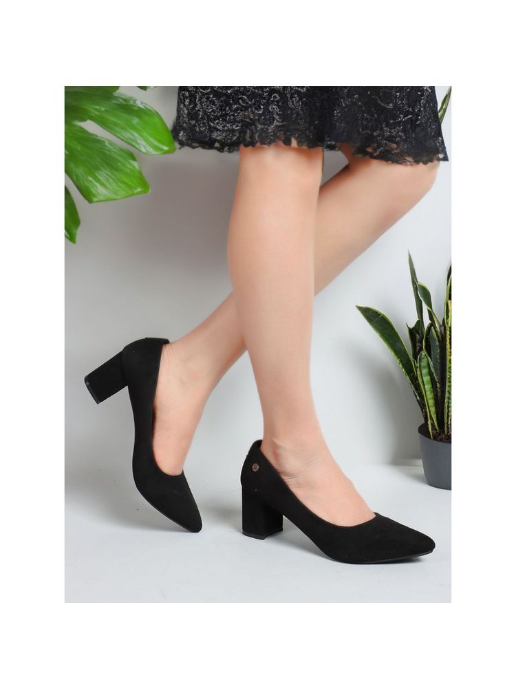 Carlton London Black Solid Women Block Pumps-picture-18