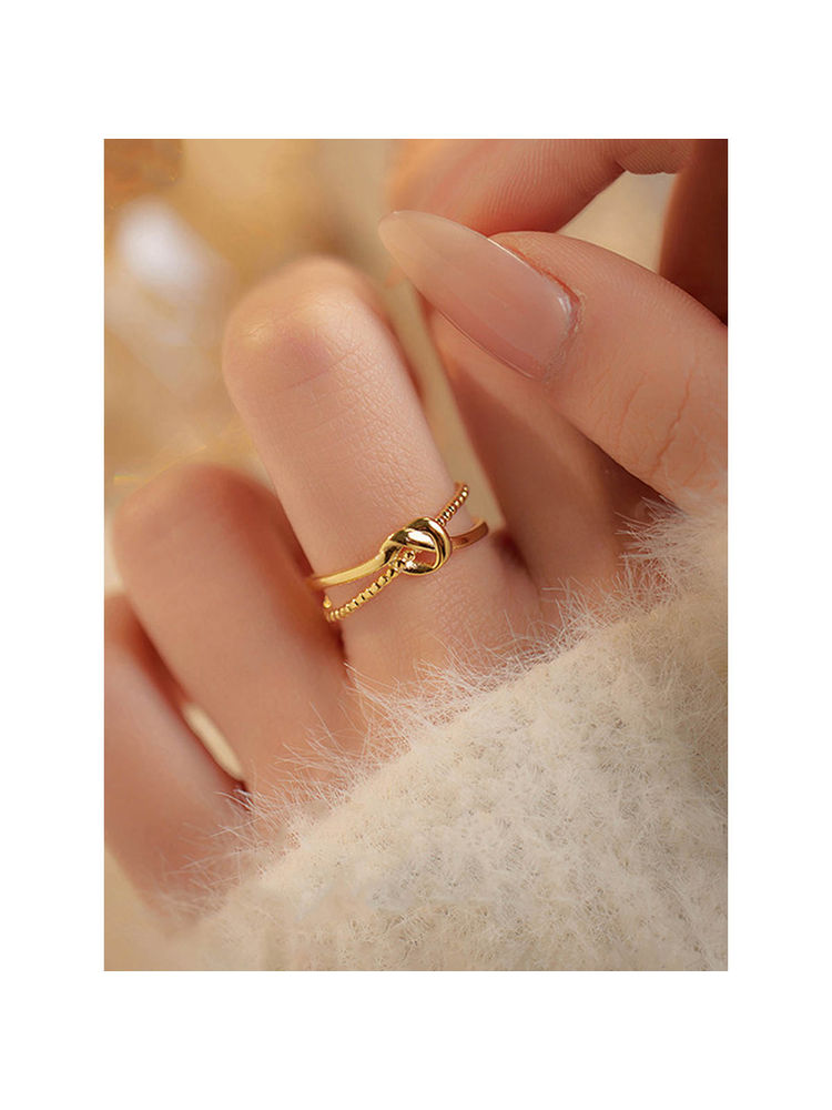 Designs & You Gold Plated Anti Tarnish Stainless Steel Adjustable Ring-picture-11