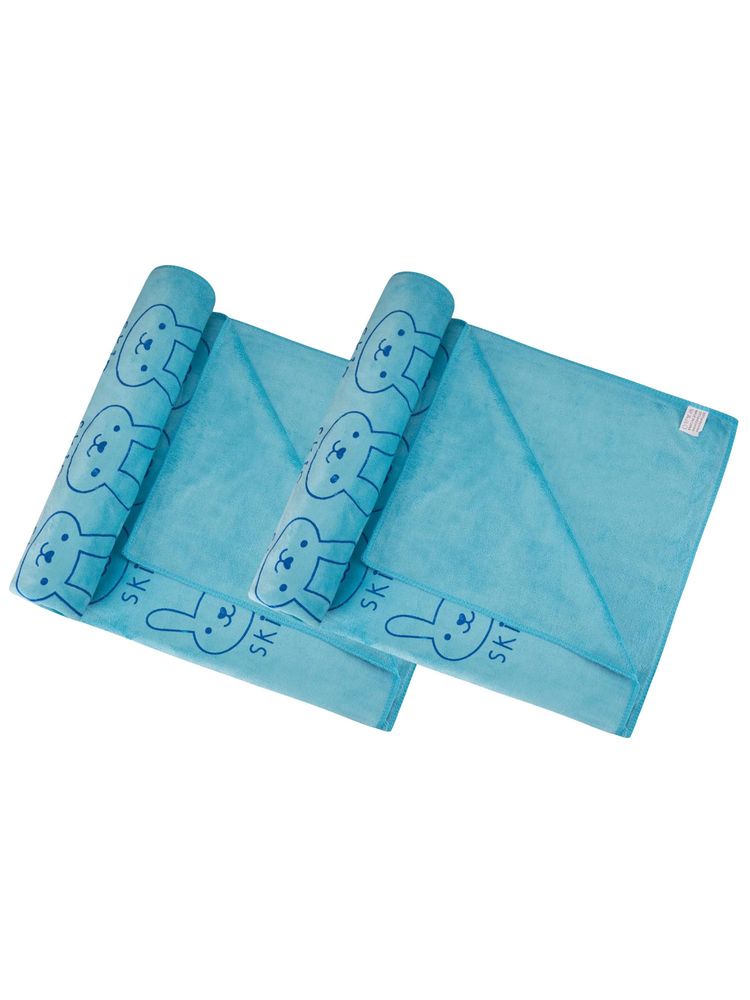 Black Gold Microfiber Premium Bath Towels 400 Gsm Green Blue (Pack of 2) (L)-image-5