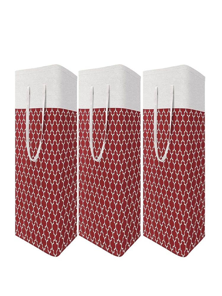 House of Quirk Collapsible Large Laundry Baskets With Easy Carry Handles 75L - - Red-image-17