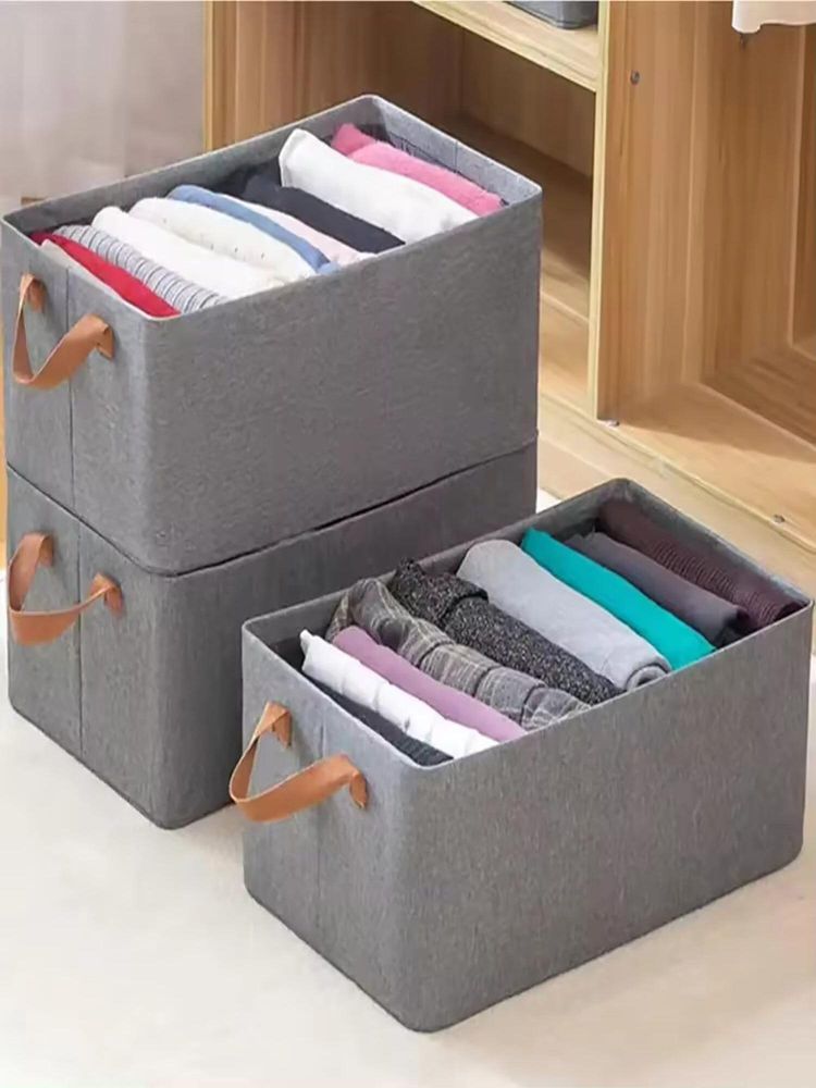House of Quirk Dark Grey Wardrobe Organizer For Clothes With Metal Fram Foldable Storage Box