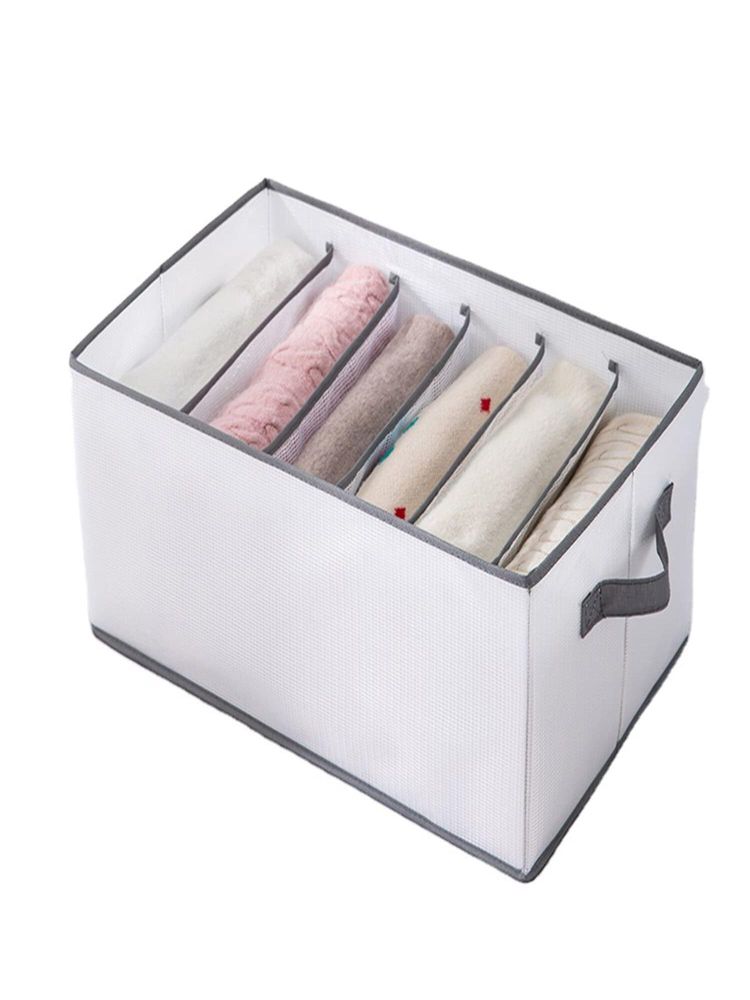 House of Quirk Grids Thicken Closet Jeans Storage Boxs Wardrobe Clothes Organizer Large - Grey-image-23