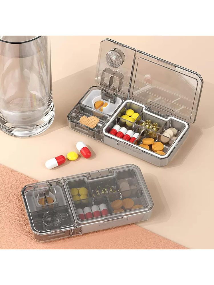 House of Quirk Pill Cutter Purse Medicine Container For Cutting Vitamins Tablets Grey-picture-20