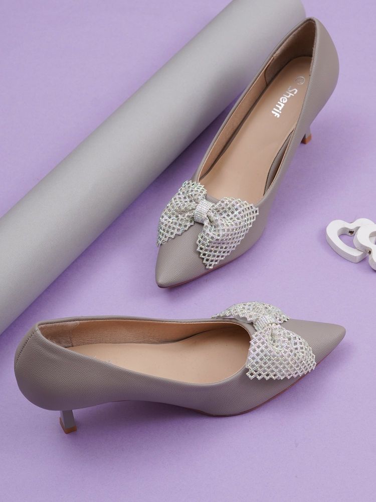 Sherrif Shoes Women Grey Pump Heels-image-32