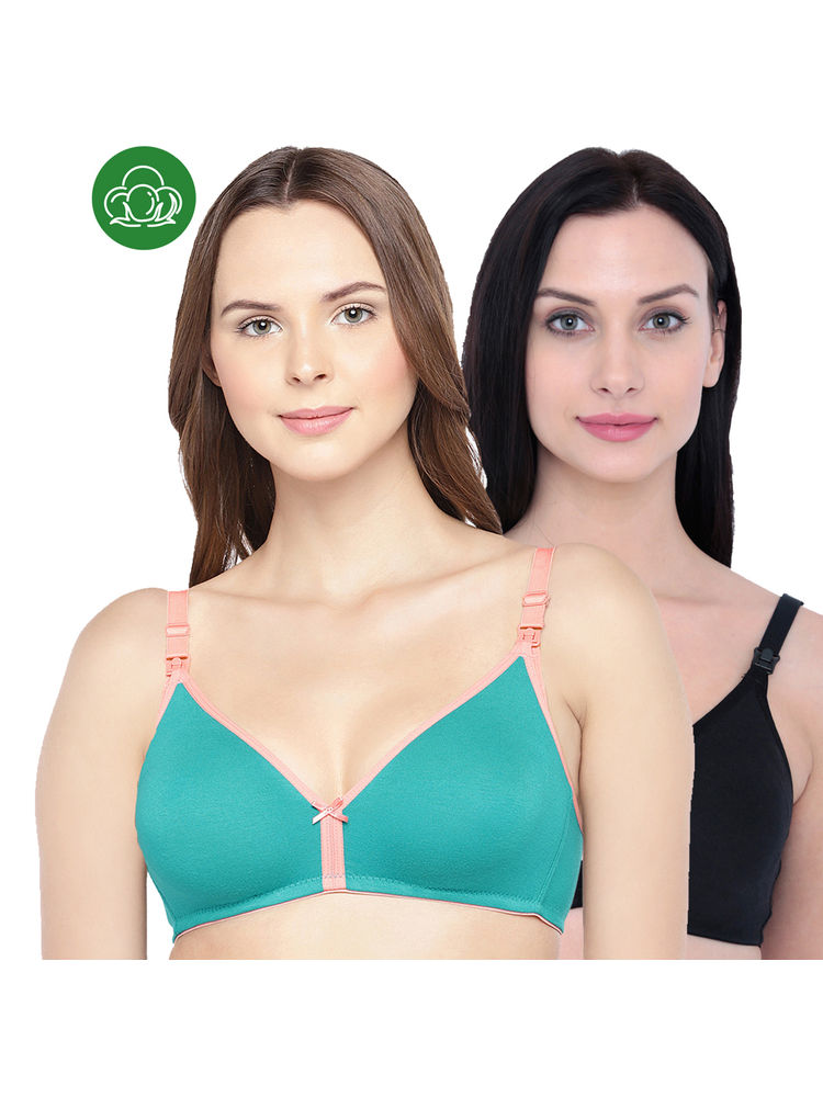 Inner Sense Organic Cotton Antimicrobial Nursing Bra Pack of 2 - Multi-Color-image-22