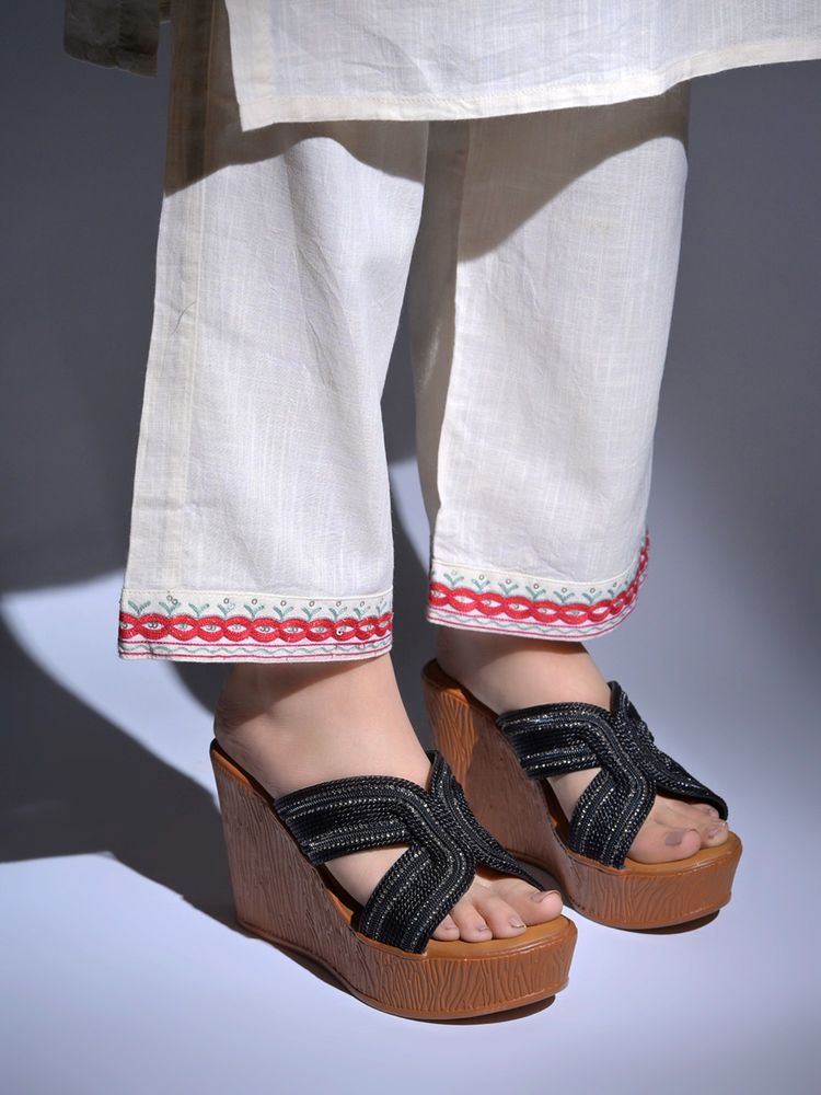 HVNLY by Shoetopia Women Black Wedges Heels-image-40