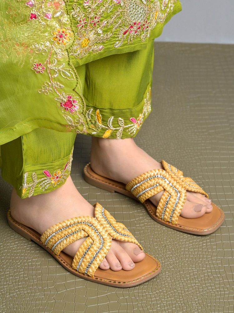HVNLY by Shoetopia Women Gold Flats-picture-20