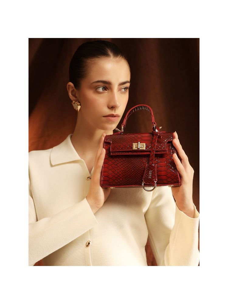 kazo fashion Kazo Burgundy Ava Glaze Sling Bag (S)-picture-17