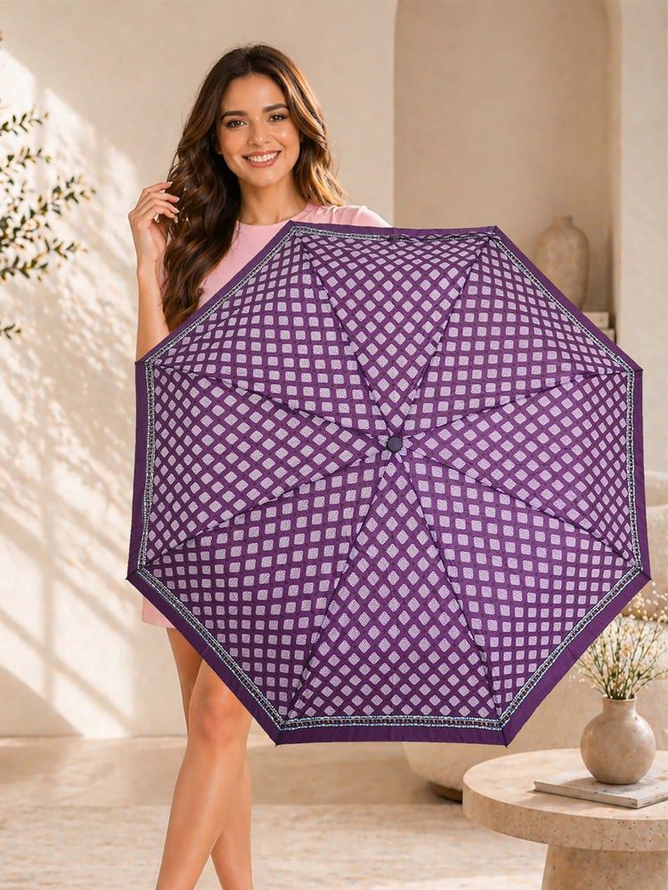 FABINALIV Purple Ethnic Auto ON/OFF Waterproof Automatic Compact 3 Fold Printed Umbrella-image-23