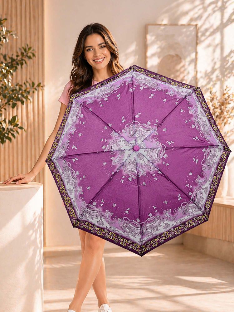 FABINALIV Pink Floral Auto ON/OFF Waterproof Automatic Compact 3 Fold Printed Umbrella-picture-22