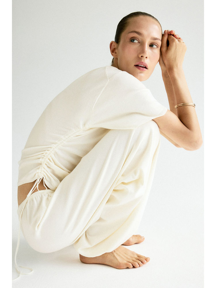 H&M Women White Fine-knit drawstring-detail top-picture-45