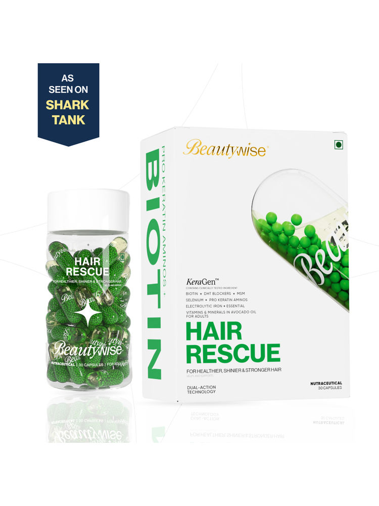 Beautywise Hair Rescue Biotin & Keratin Hair Aminos Vitamins, DHT Blocker for Hairfall Capsules