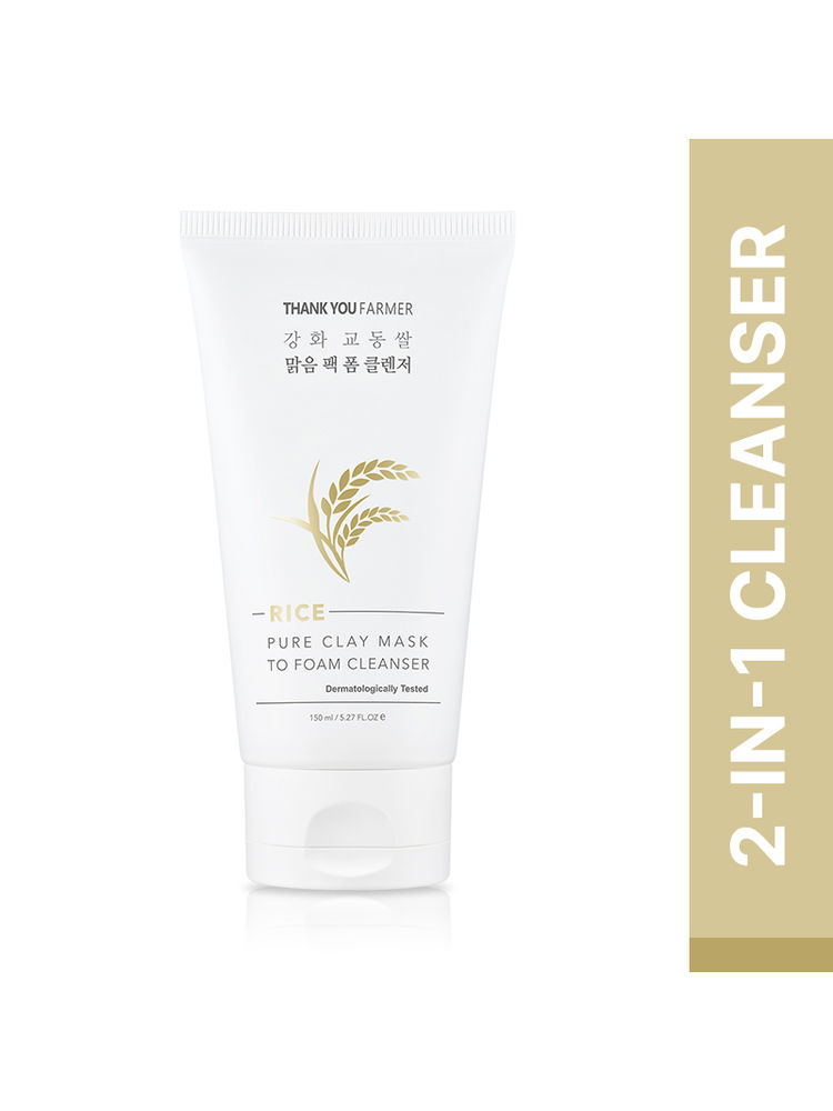 Thank You Farmer Rice Clay Mask To Foam Korean Cleanser - Brightens, Unclogs Pores, Oil-Control-image-34