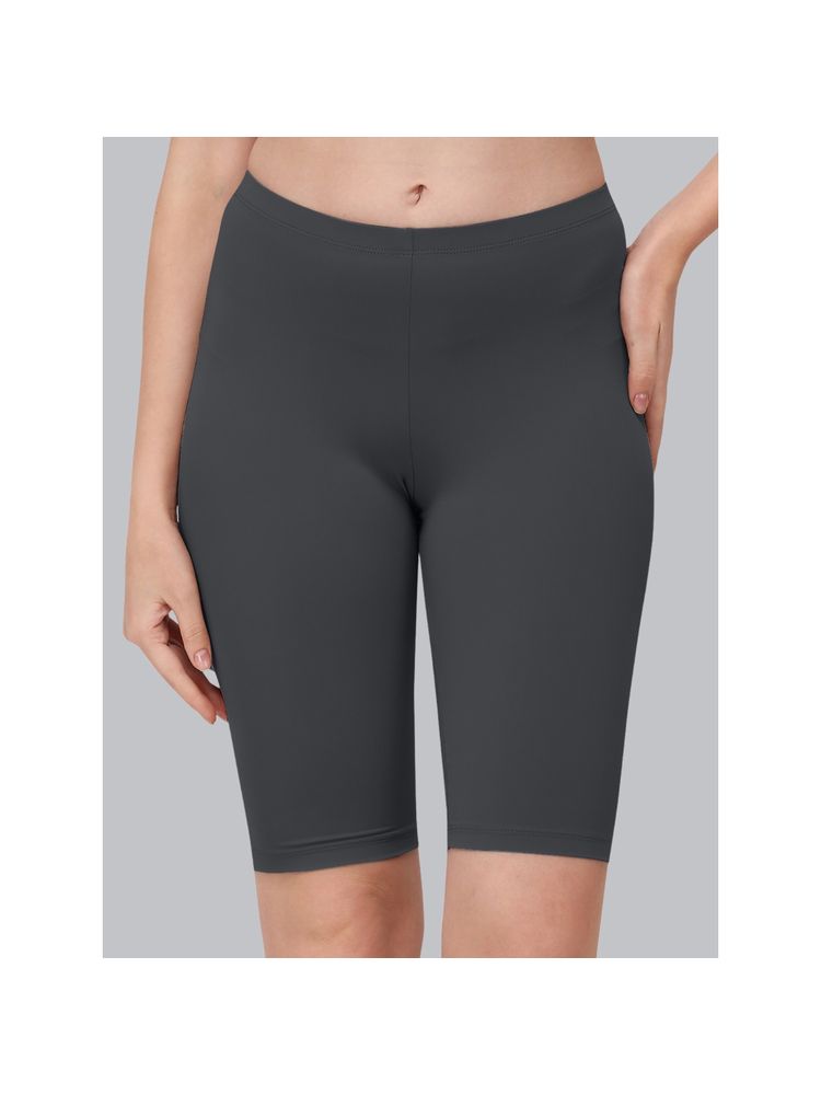 SOIE Grey Women's Soft Polyamide Spandex Mid Thigh Length Cycling Shorts-picture-5