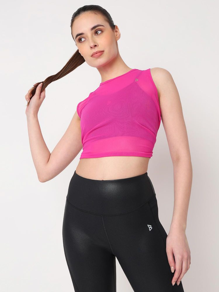 BODD ACTIVE Hot Pink Tie-Up Crop Top-picture-23