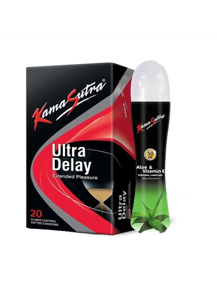 KamaSutra Ultra Delay Condoms, 20 Units & Aloe Vera Lubricant 50ml-image-24