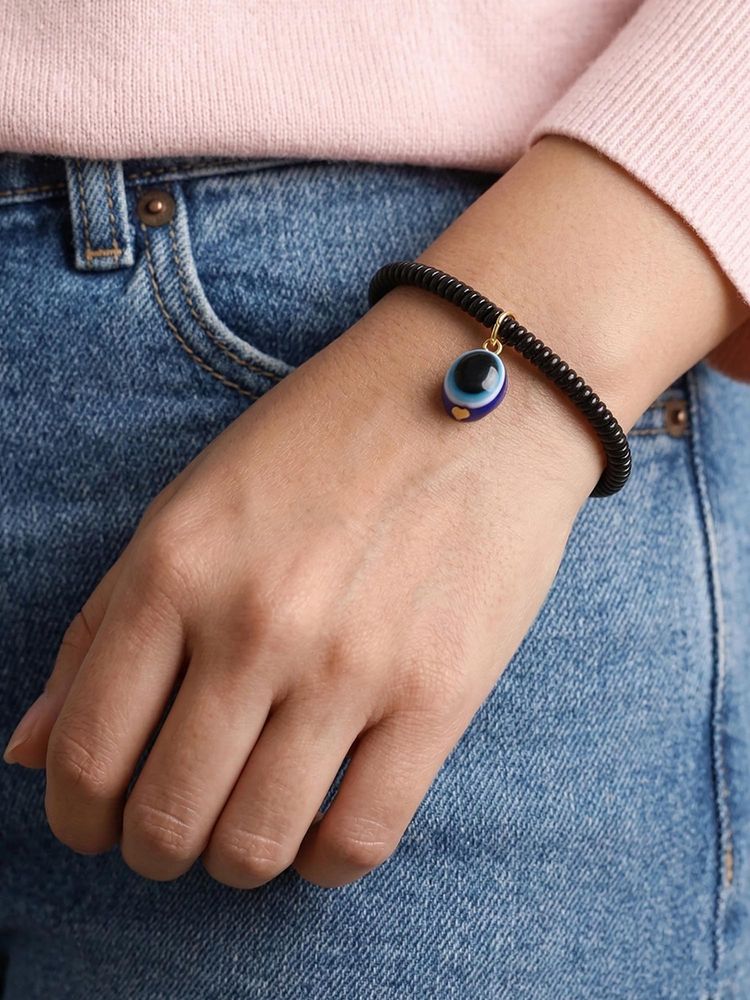 NVR Black Evil Eye Spring Ring Bracelet-picture-16