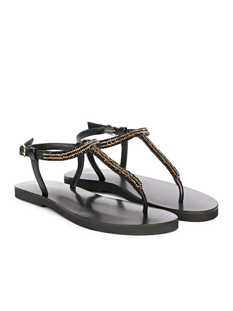 Saint G Black Leather Sandals-picture-11
