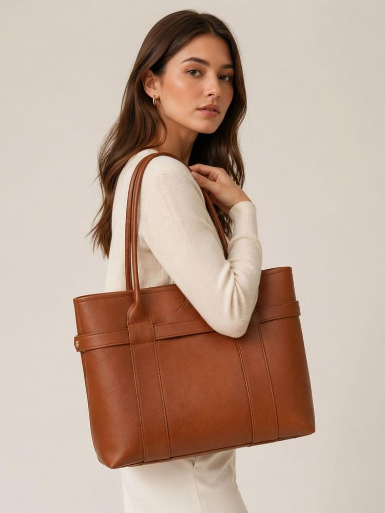 Yelloe Tan Expandable Tote Bag-picture-16