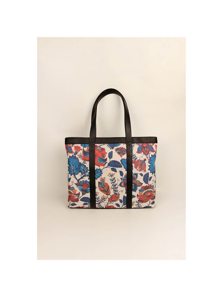 The House Of Ganges Soft Jute Womens Office Bag Leafy-Black (M)-picture-21