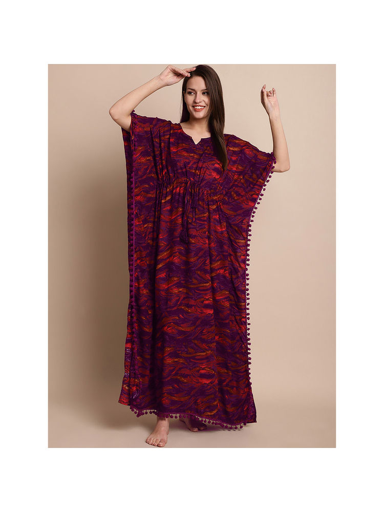 Secret Wish Purple Abstract Print Kaftan-image-38