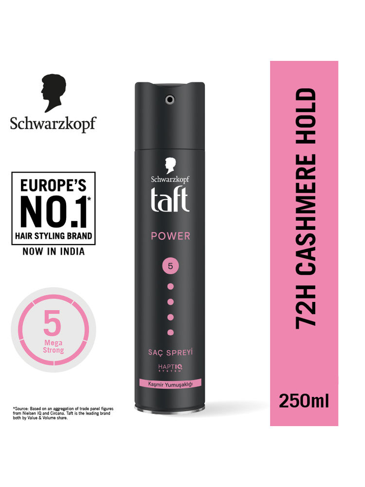 Schwarzkopf TAFT Power Hold 5 Hair Spray for Heat Protection, Gives Cashmere like Softness