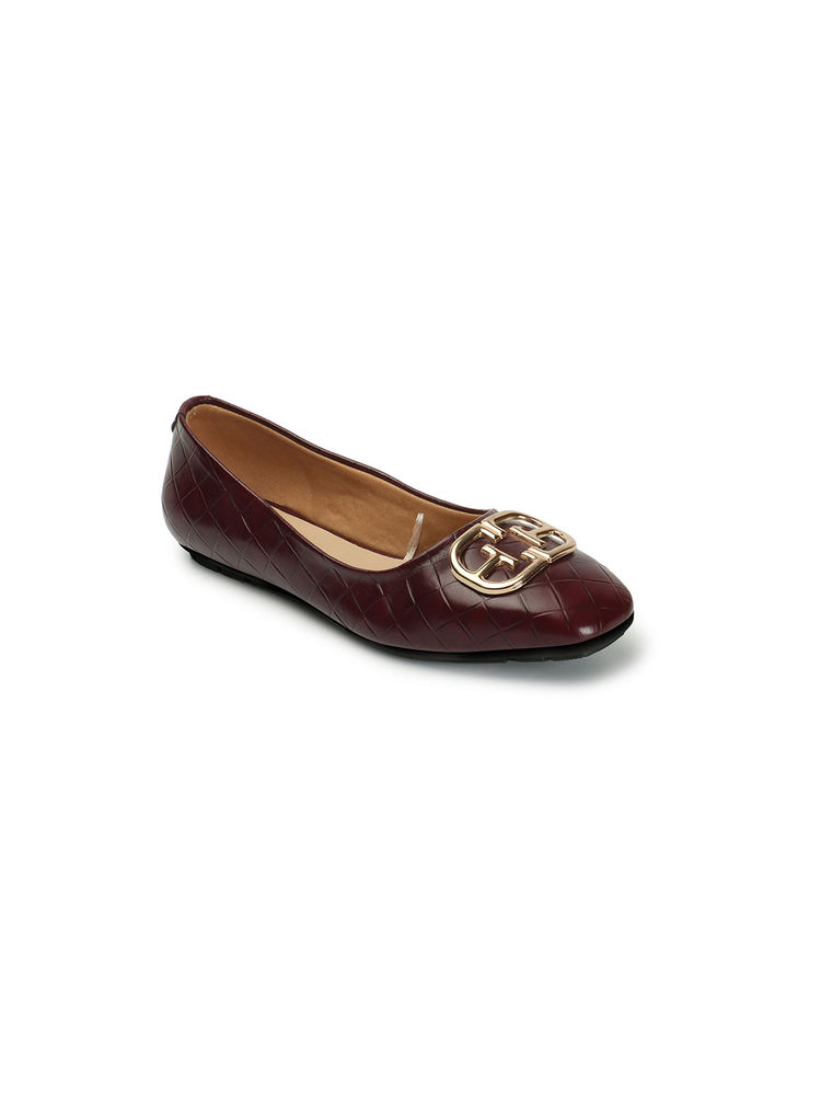 ELLE Womens Wine Color Solid Comfortable Party Wear Flats-picture-20