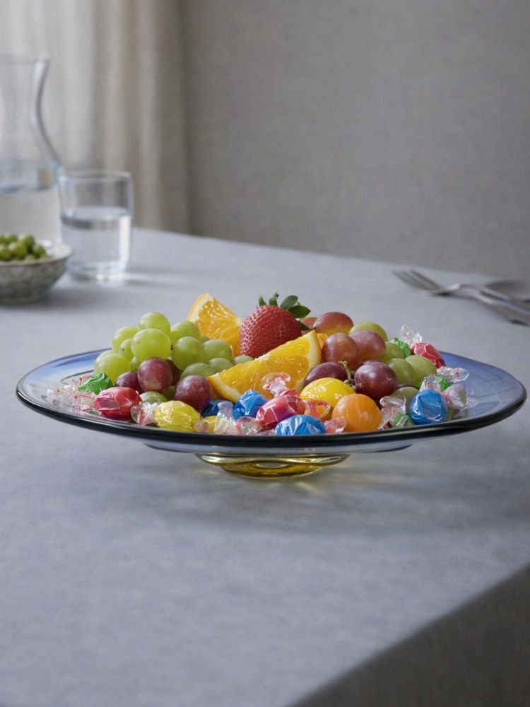 Smokey Cocktail Royal Facet Crystal Centrepiece Platter-Blue-image-27