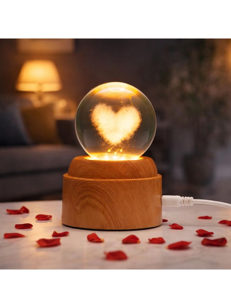 eCraftIndia Glowing Love Heart Transparent Crystal Ball Night Lamp-picture-16