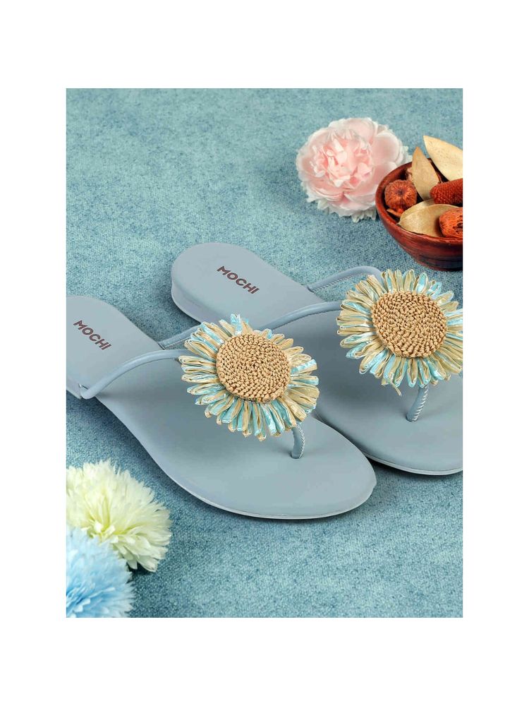 Mochi Women Blue Flats-image-32