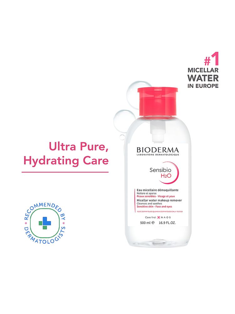Bioderma Micellar Water Sensibio H2O With Cucumber Extract Removes Makeup - Pump-image-16