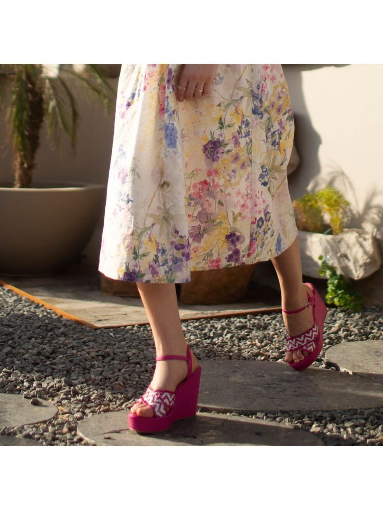 Saint G Hand Woven Hot Pink Leather Wedge-picture-27